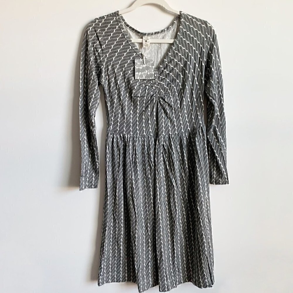 Kate Quinn Organics Black Rope Womens Long Sleeve Twirl Dress, Small S
